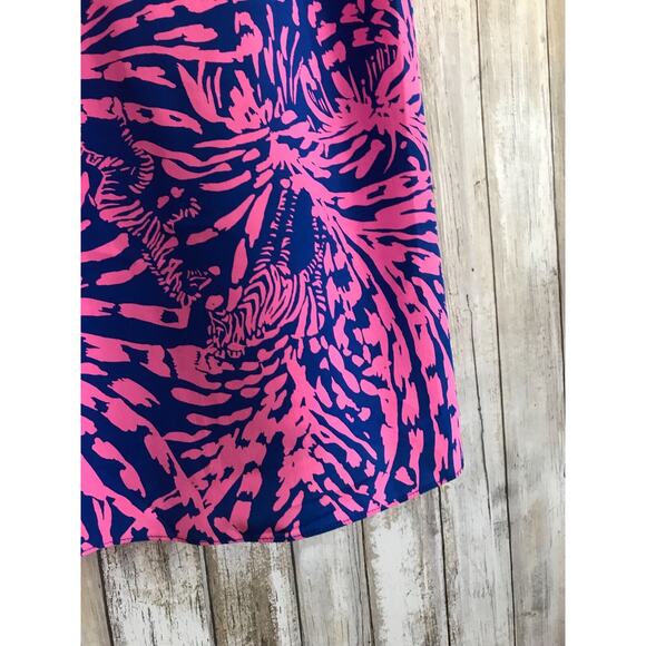 Lilly Pulitzer Betty Silk Dress Pink Sapphire Blue Rolling In The Grass XXS NEW - Picture 2 of 7